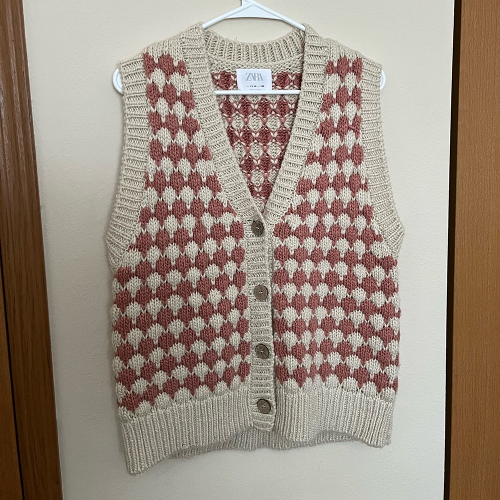ZARA Oversized Knitted Vest Womens Size 13/14